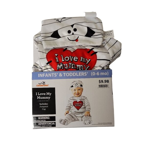 Infant 0-6 Months I Love My Mummy Jumpsuit and Cap Halloween Costume - Picture 2 of 7